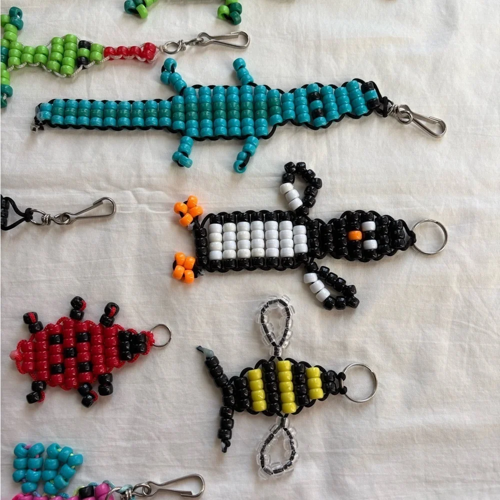 Colorful Beaded Animal Keychains for Kids Backpacks
